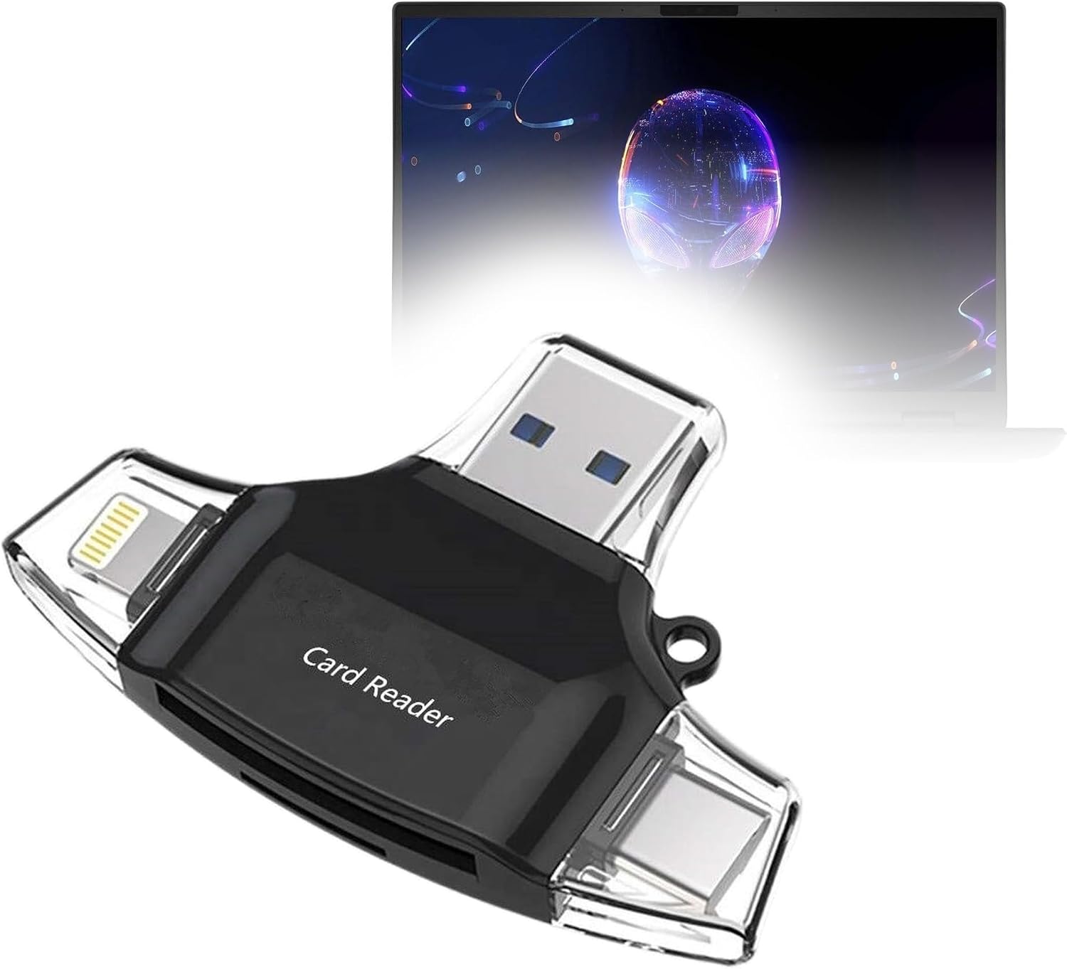 BoxWave Smart Gadget Compatible with Alienware M16 Gaming Laptop - AllReader SD Card Reader, microSD Card Reader SD Compact USB - Jet Black