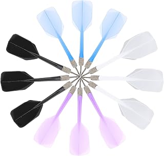 CHGCRAFT 12Pcs 4 Colors Integrated Dart Flight and Shafts Plastic Dart Flights Shaft 2BA Integrated Dart and Flights Plastic Soft Standard Shape One Piece Accessory