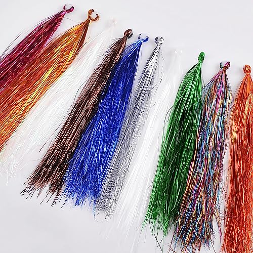 Fishing Teasers,12/18pcs Saltwater Bucktail Teasers Mylar Flash Teaser Tail Trolling