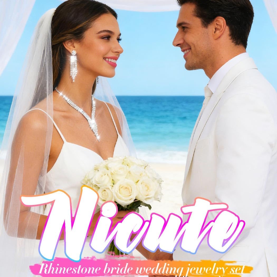 Nicute Rhinestone Wedding Jewelry Set Silver Tassel Necklace Bracelet Earrings Set Prom Costume Jewelry for Women - Image 4