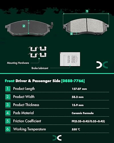 Miniatura 825 de Kits de frenos y rotores, rotores de freno SCITOO y 8 pastillas de cerámica para 08-12 para Chrysler Town & Country, 08-12 para Dodge Grand Caravan