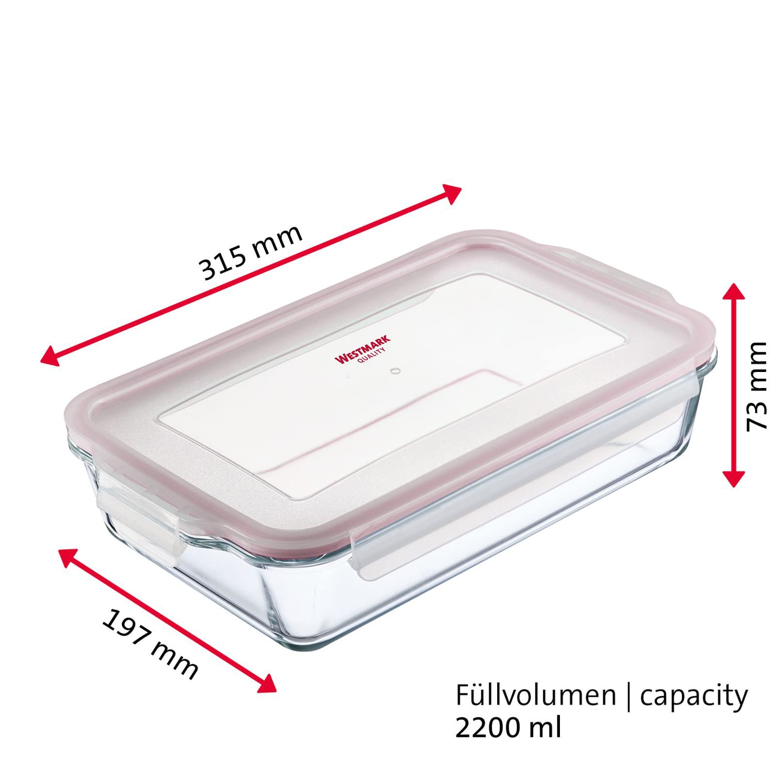 Image secondaire de Plat à Four en Verre Hermétique Westmark - 2200 ml, Résistant au Four et Micro-ondes