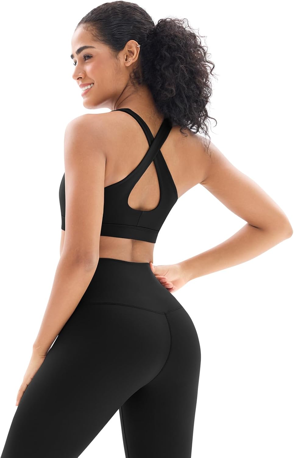 Workout Sets for Women High Waisted Leggings with Cross Back Sports Bra 2 Piece Gym Outfits Yoga Gym Clothes