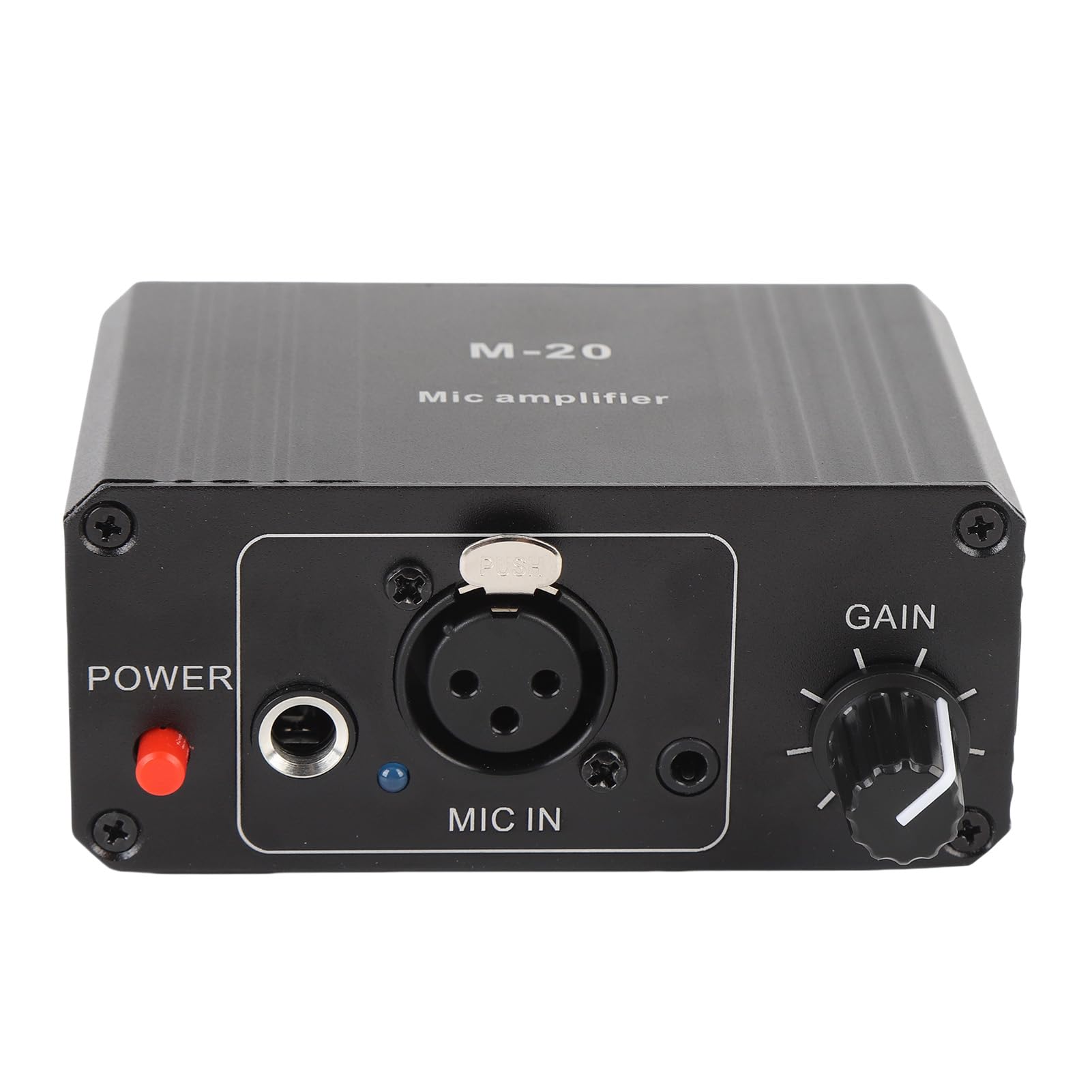Preamplificatore microfonico Uscita XLR 48V Alto guadagno Basso rumore Alloggiamento in metallo nero Preamplificatore microfonico dinamico e a condensatore