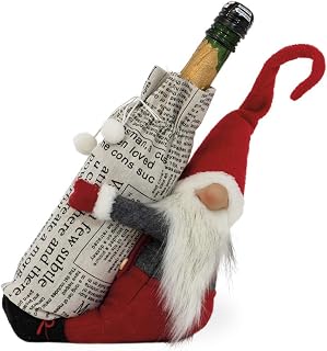 Boston International Christmas Tabletop Gnome Figurine, 12 x 9-Inches, Santa Elf Bottle Holder