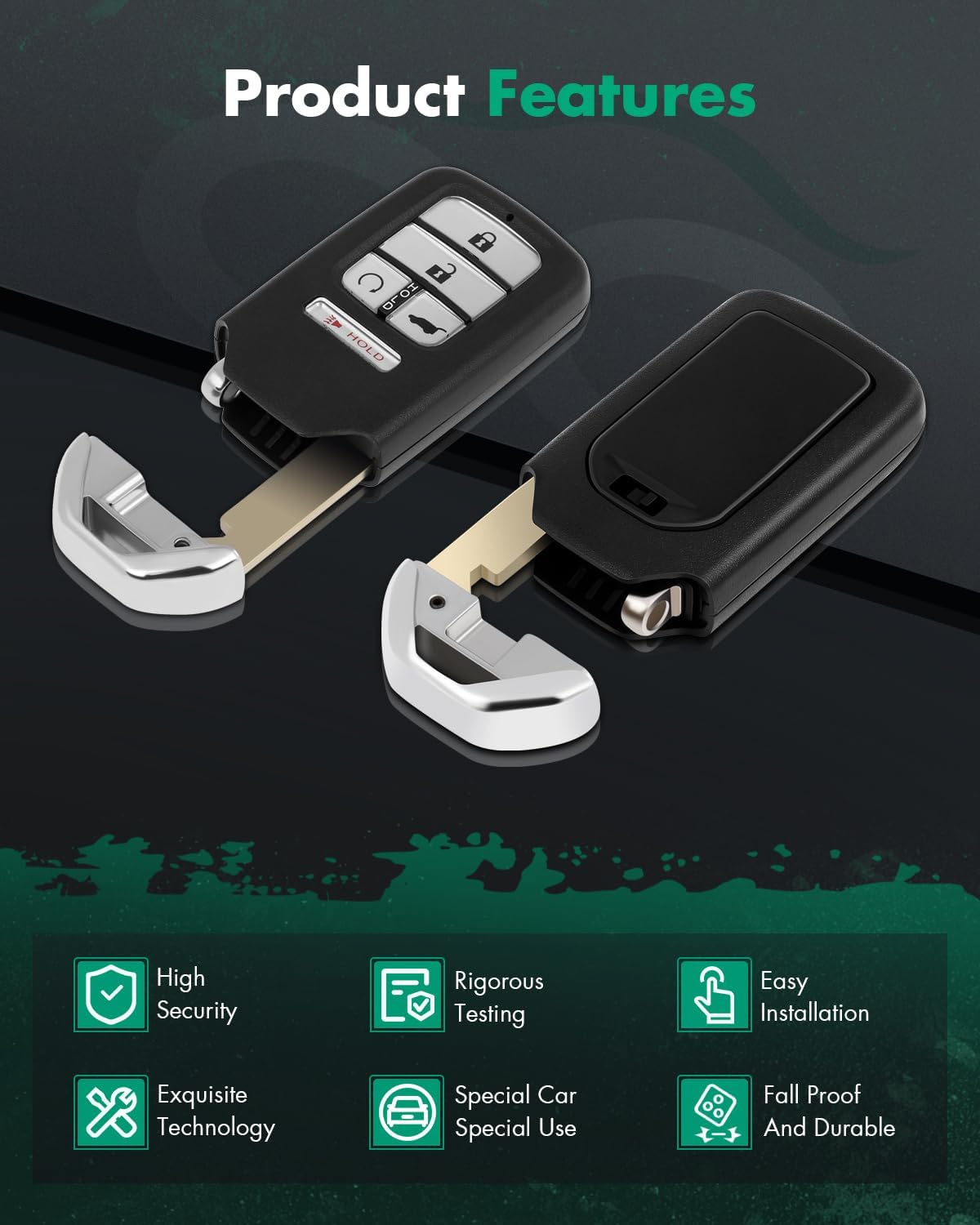SCITOO Keyless Entry Remote Car Key Fob Replacement for 1 X 5 Button Uncut Keyless Entry Option for Honda Pilot 2016-2019 for Honda CR-V 2017-2019 1pc FCC KR5V2X (433 MHZ)