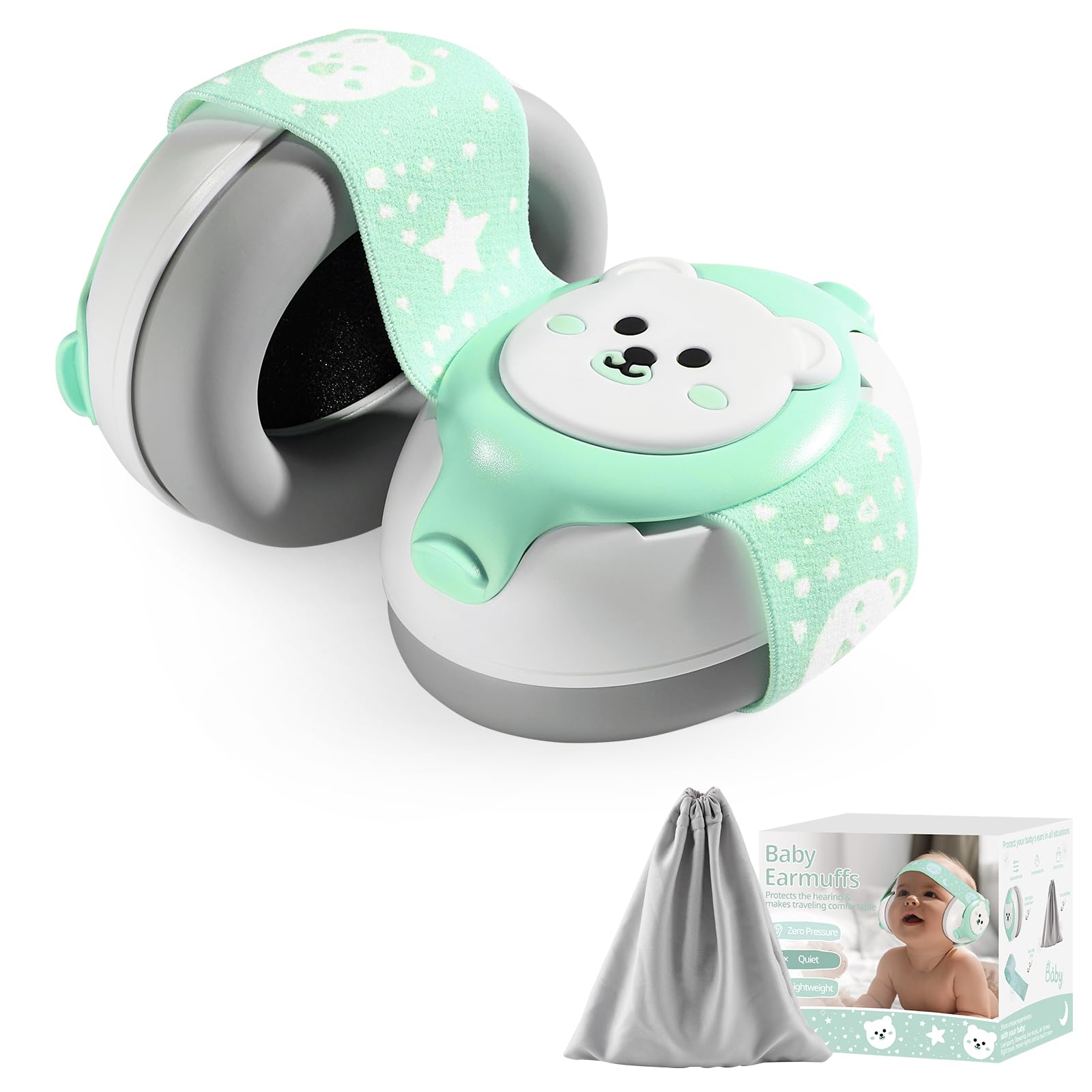 YomauiYee Baby Earmuffs,Bear Infant Headphones Noise Cancelling Infant Ear Protection with Adjustable Headband Baby Sound Proof Headphones,Baby Travel