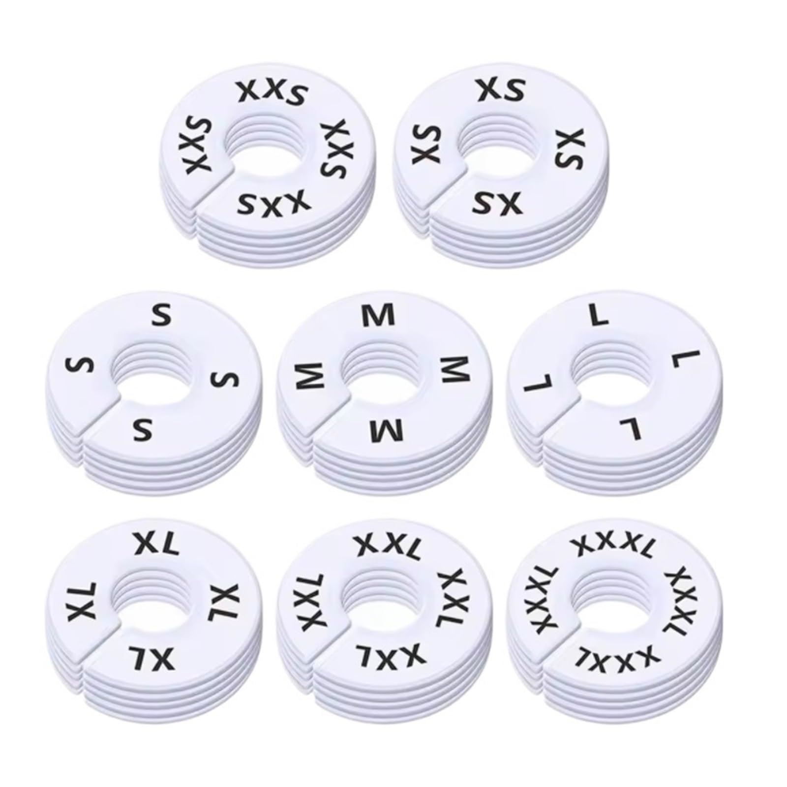 Luvafey Hanger Dividers 20Pcs Organizing Hangers Clothing Rack Size Dividers Craft Plastic Garment Labels Round Wardrobe Separator for Clothing Size Type Sorting Writable and Reusab(XS)