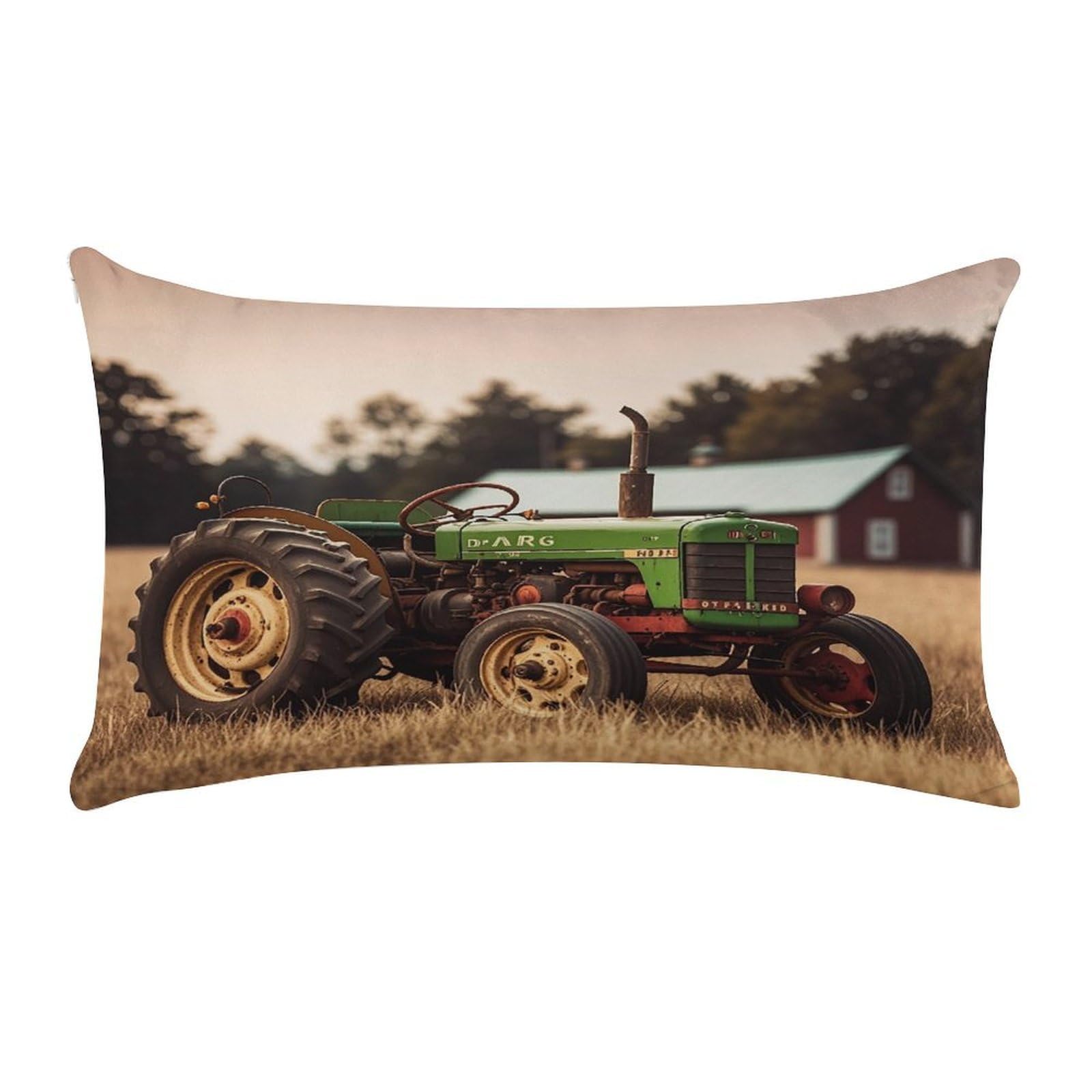 Old Tractor Photo Farm Pillow Case Decorative Rectangle Throw Pillow Cover Soft Plush Pillowcase Cozy Cushion Case Modern Pillow Sham Cushion Cover for Bedroom Sofa Couch 20 X 12 Inch