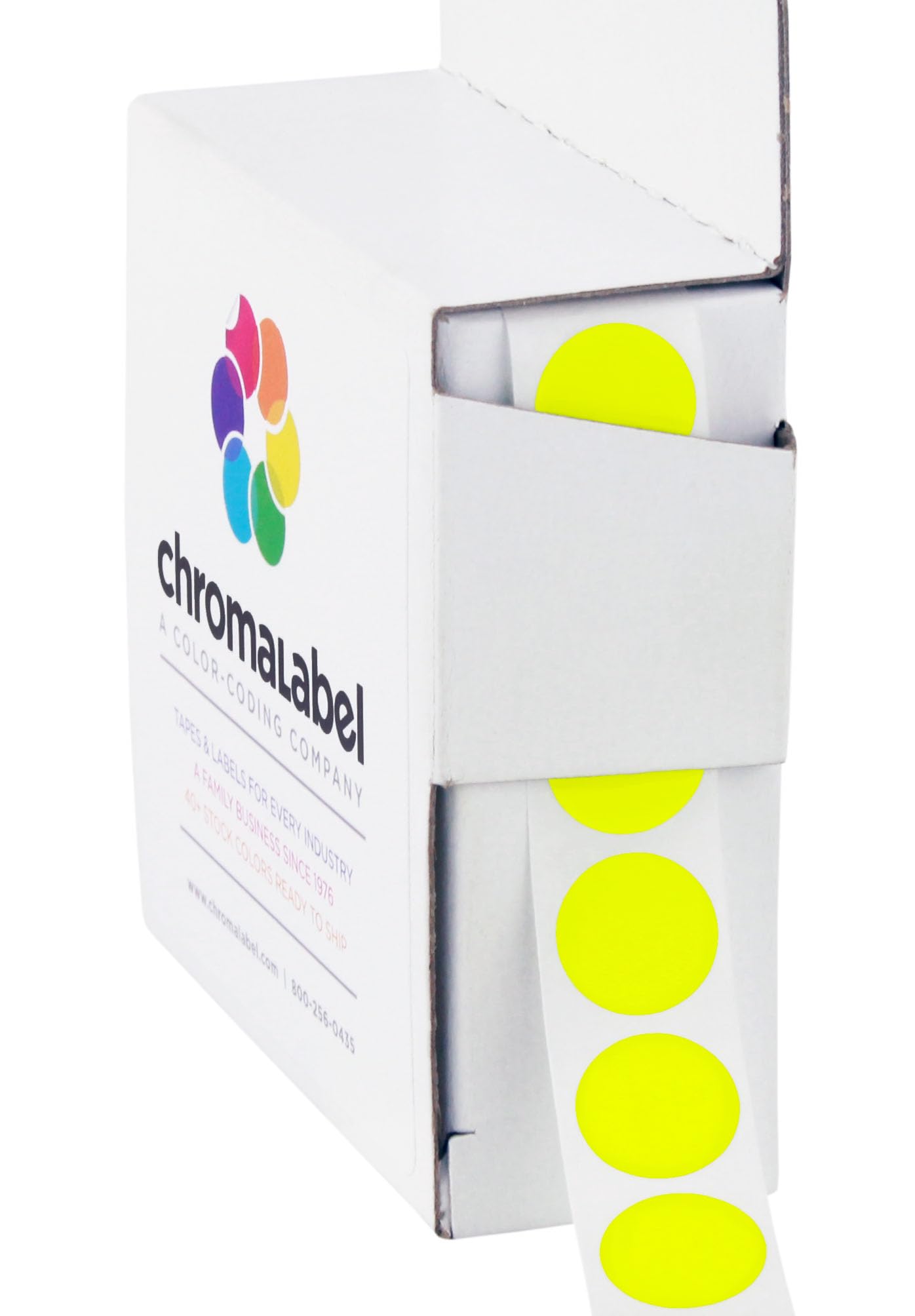 ChromaLabel 1/2 Inch Yellow Dot Stickers, Circle Sticker Labels, Round Colored Stickers, Yellow Sticky Circles, 1000 Permanent Color Coding Labels per
