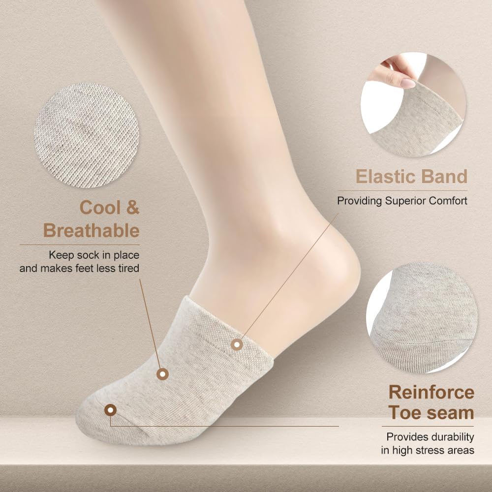 5 Pairs Premium Cotton Mule Socks for Women Well-Made Toe Topper No-Show Liner Socks, Comfortable, Breathable - Image 3