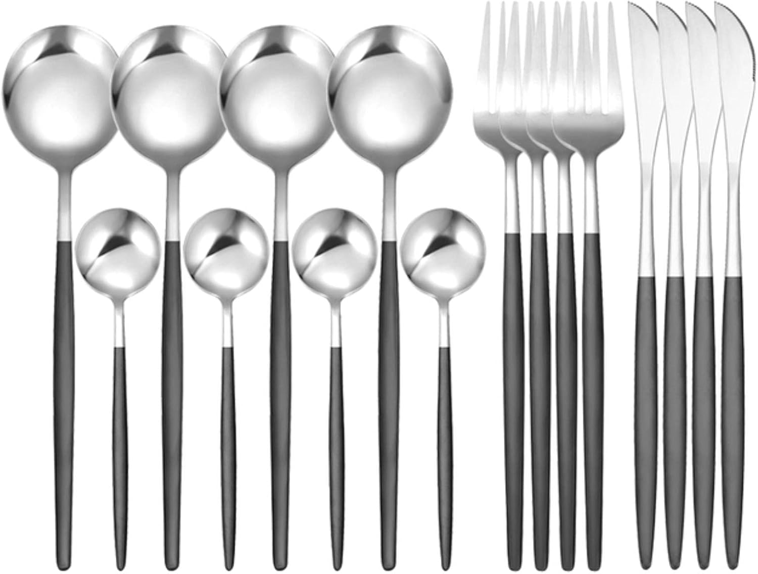 Silverware Set, 16pcs Dinnerware Set Stainless Steel Black