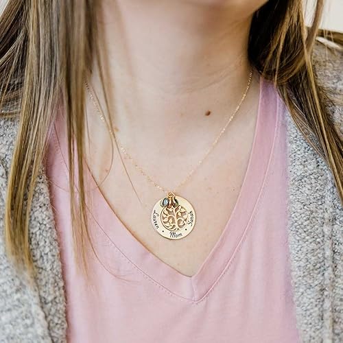Miniatura 4 de Mother’s Day Personalized Gold Filled Family Tree Name Necklace with Birthstones Gift for Mom Grandma from Daughter Son Grandchildren