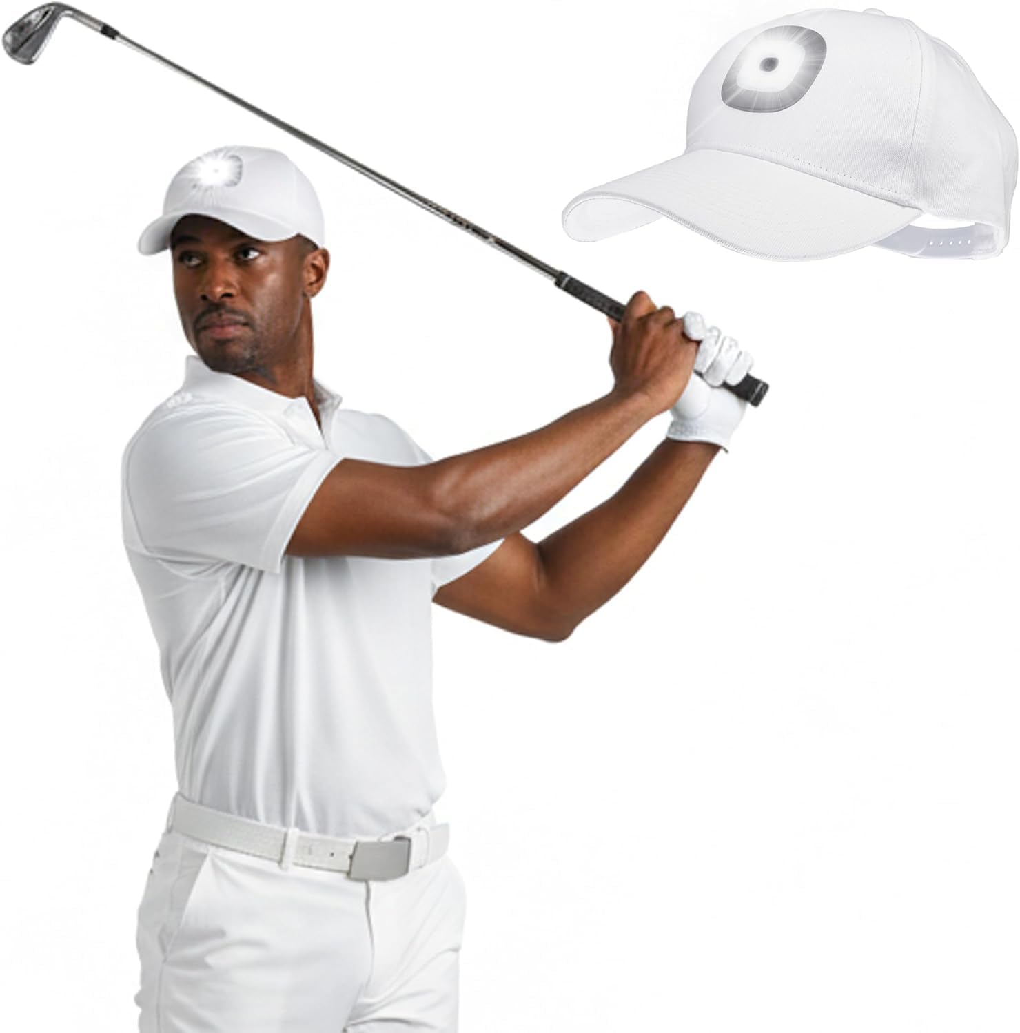 Head Lightz Rechargeable LED Baseball Cap – Built-in USB Light with 3 Brightness Levels – Perfect for Running, Walking, Golf & Camping – Hands-Free Lighted Hat – Oprah’s Favorite Things – White
