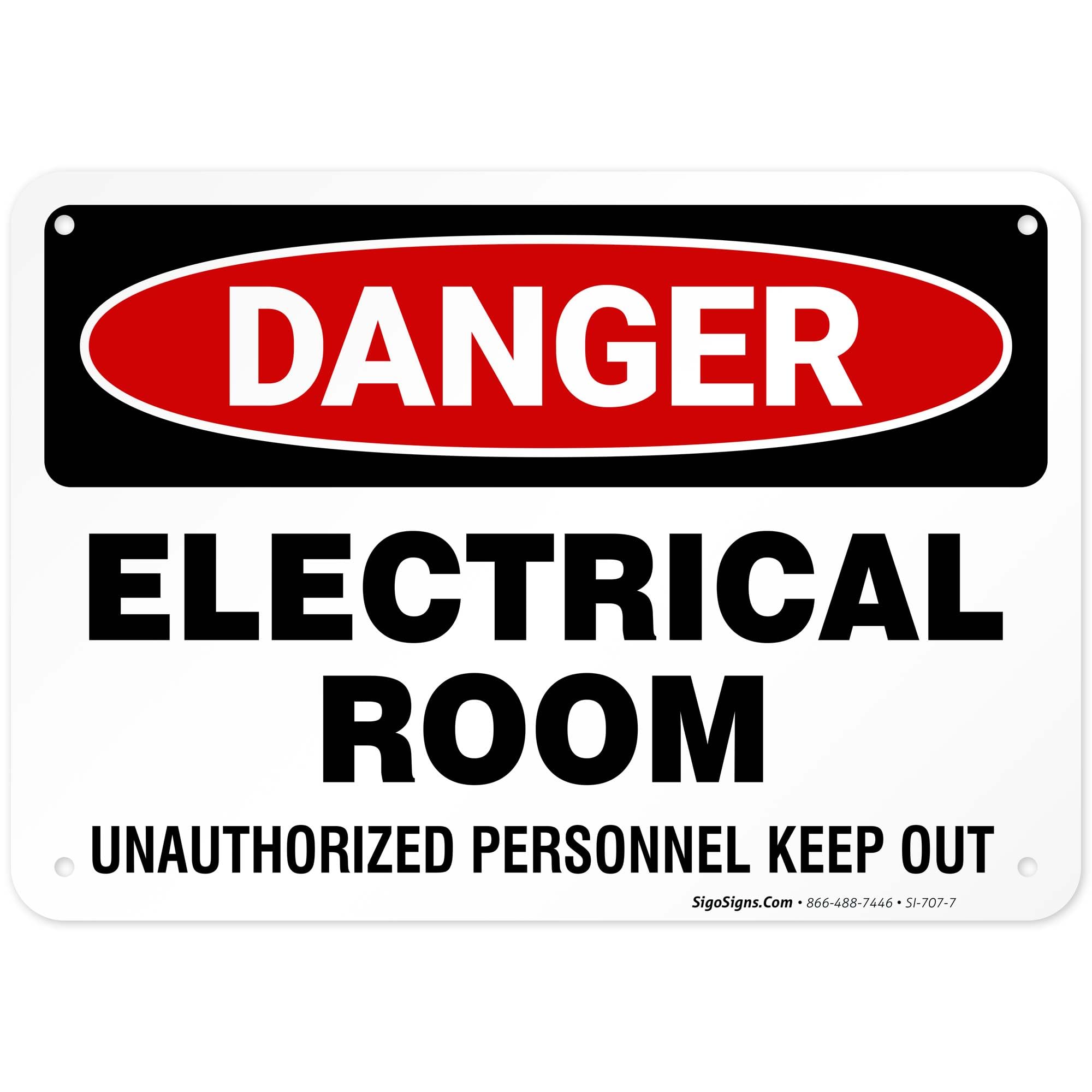 Electrical Room Sign, 10x7 Inches, Rust Free .040 Aluminum, Fade Resistant, Made in USA