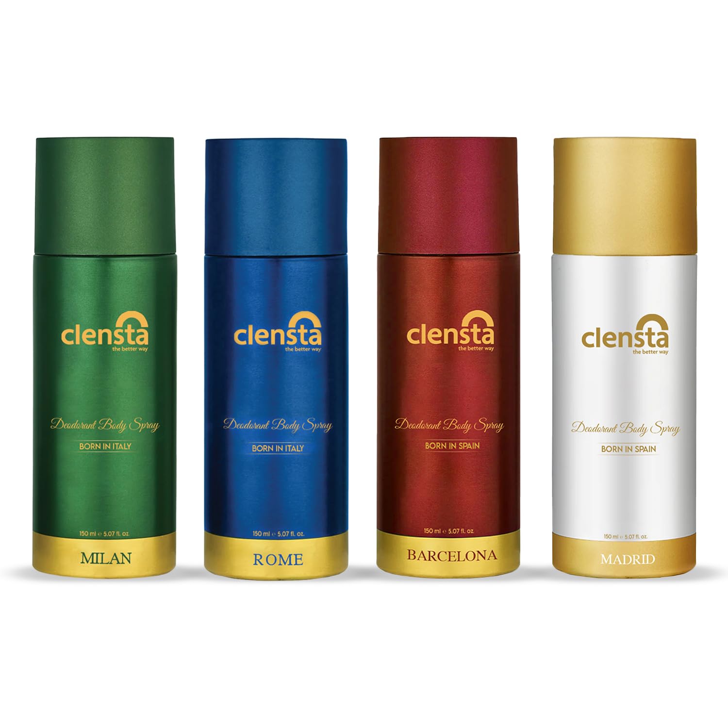 Clensta Deodorant for Men Combo Pack of 4 Body Spray 150ml x 4 | Long Lasting | Gift for Men Boyfriend Husband (Milan, Rome, Barcelona, Madrid)-image-33