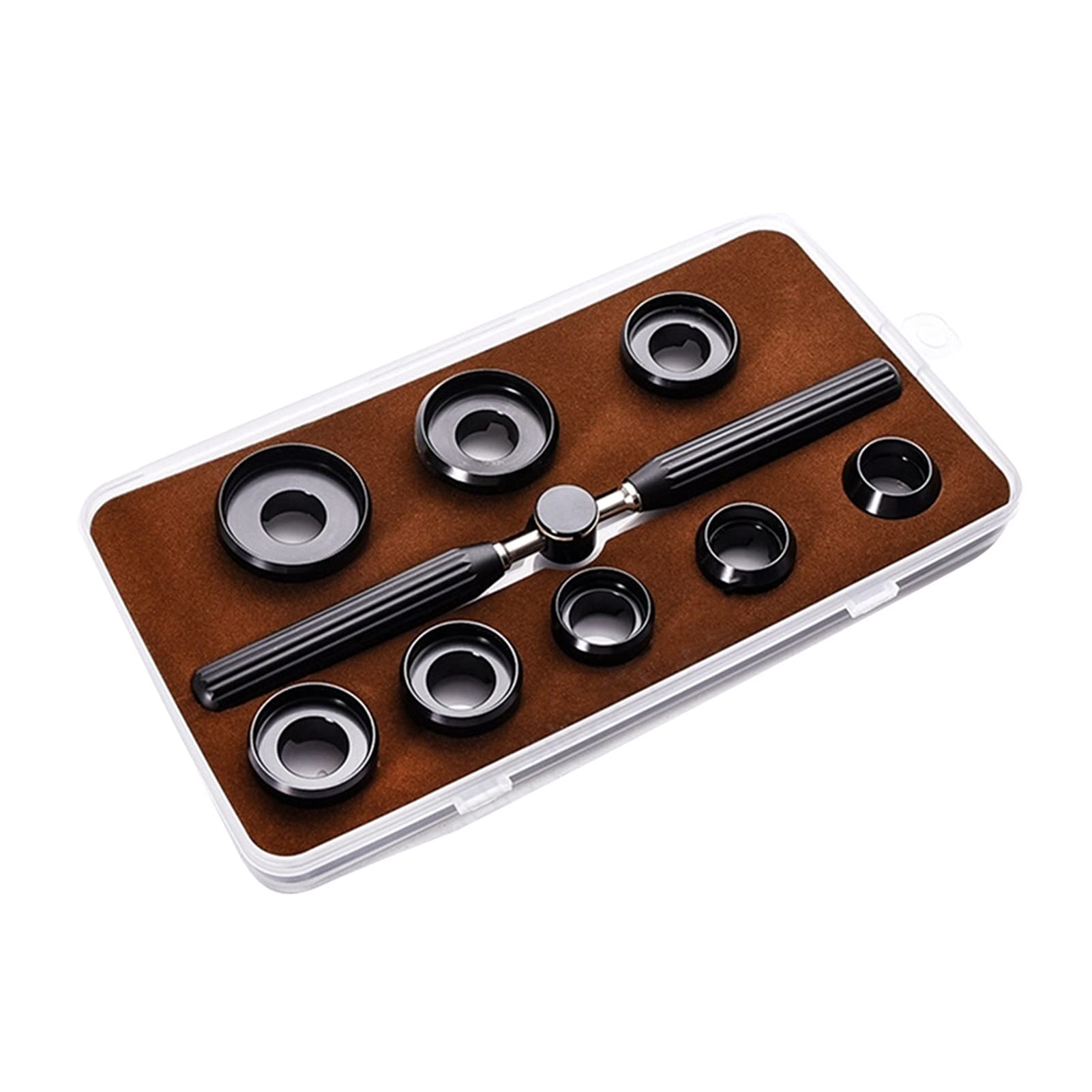 KJSHXYG 9 Pcs Watch Tools Kits 5537 Watch Back Case Cover Opener Removal Set Wrench + 8 Dies Part Watch Repairing Accessories Watch Repair Tools