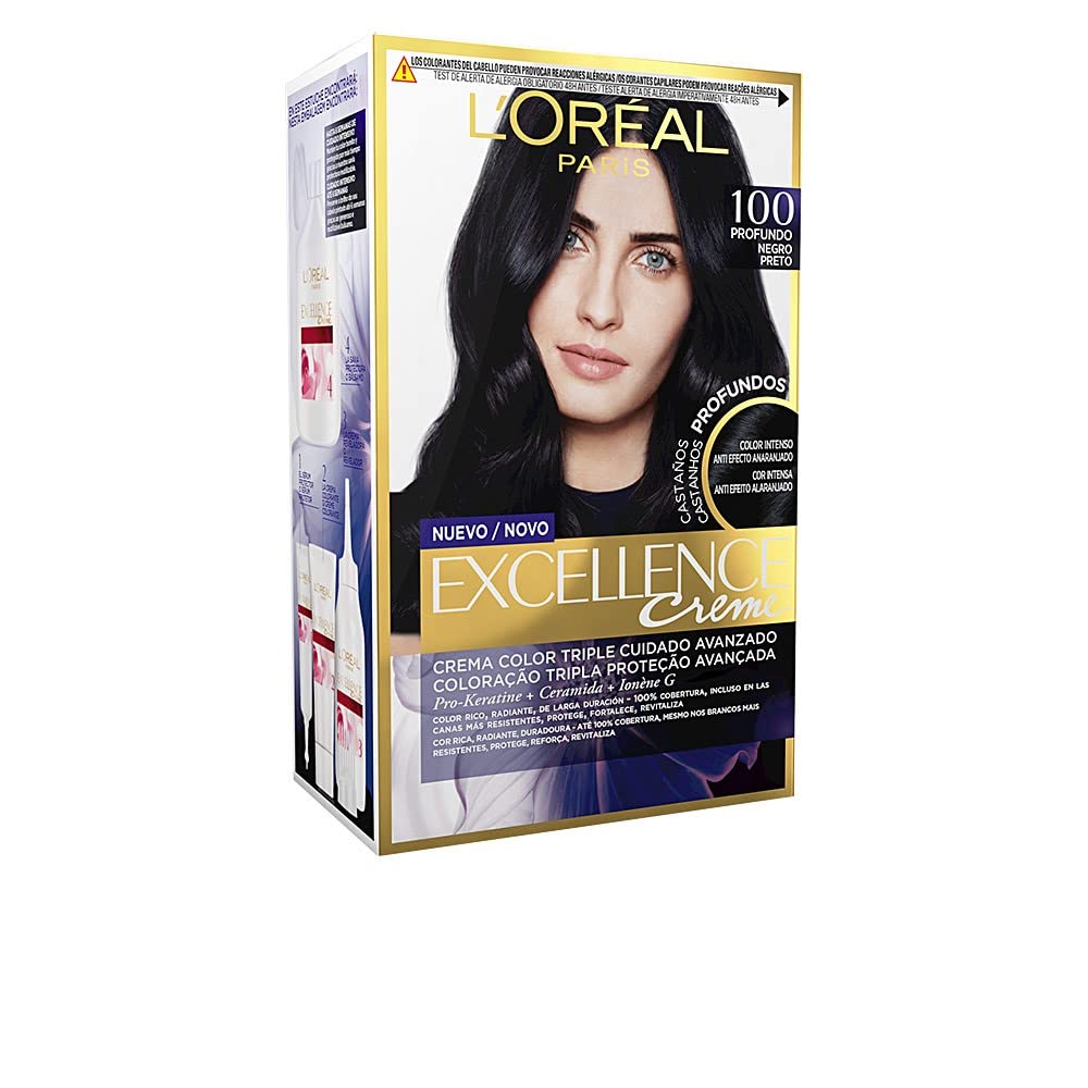L'Oreal Paris Excellence Castaños Profundos Tinte Permanente Tono 100 Negro Profundo