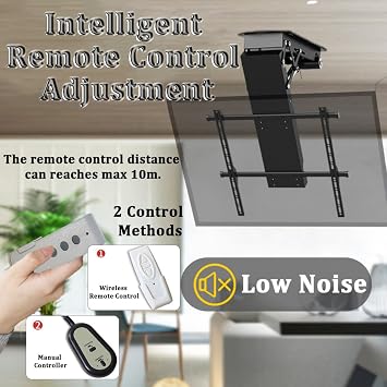 Motorised Lift Electric TV Wall Mount Bracket for 32-70/50-90 Screen Electric TV Ceiling Mount, 0-85 Angle Adjustment Flip Down Motorized Pitched Roof TV Mount,32-70inch