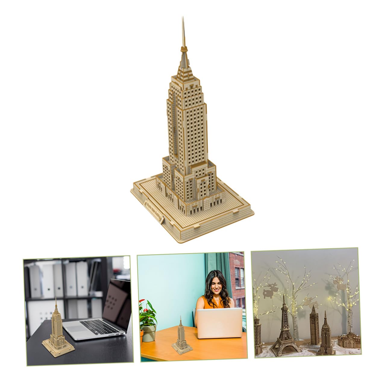 Puzzle et 3D en Bois à Fabriquer Soi-même Modèle de Gratte-Ciel en Bois de Tilleul Exercice de Motricité et Imagination, Modèle de Gratte-Ciel Présent Décoration Unique pour Garçon et Filles