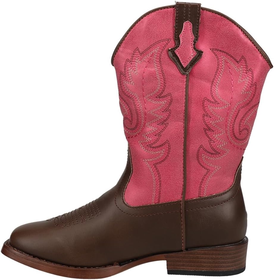 ROPER Kids Girls Texsis Square Toe Casual Boots Mid Calf - Brown, Pink - Size 9 M
