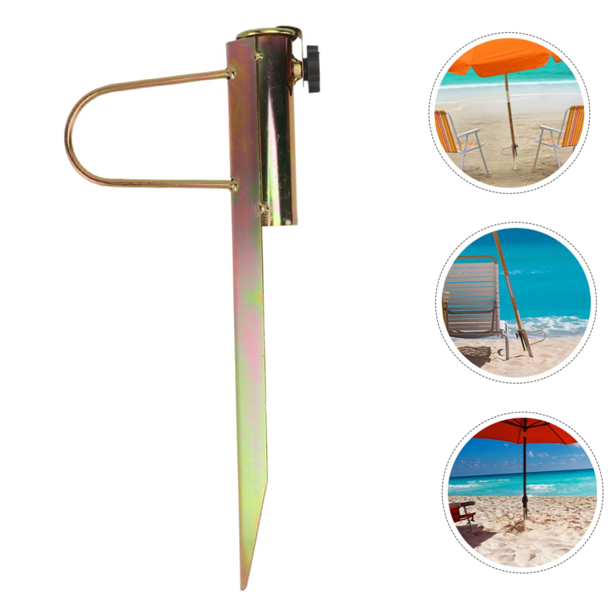 TOYANDONA Anclaje de Arena de Hierro para Sombrilla de Playa, 2 Piezas para Exteriores Inserción en Tierra y Horquilla de Acero Resistente