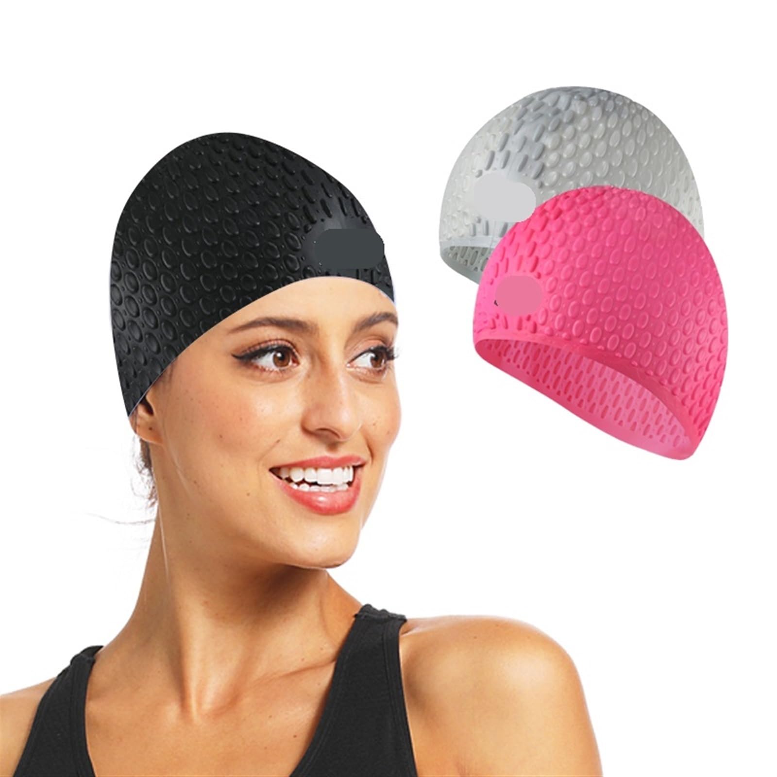 Gorro de natación de silicona para hombres y mujeres, talla grande, para adultos, de alta elasticidad, protección auditiva, gorras deportivas