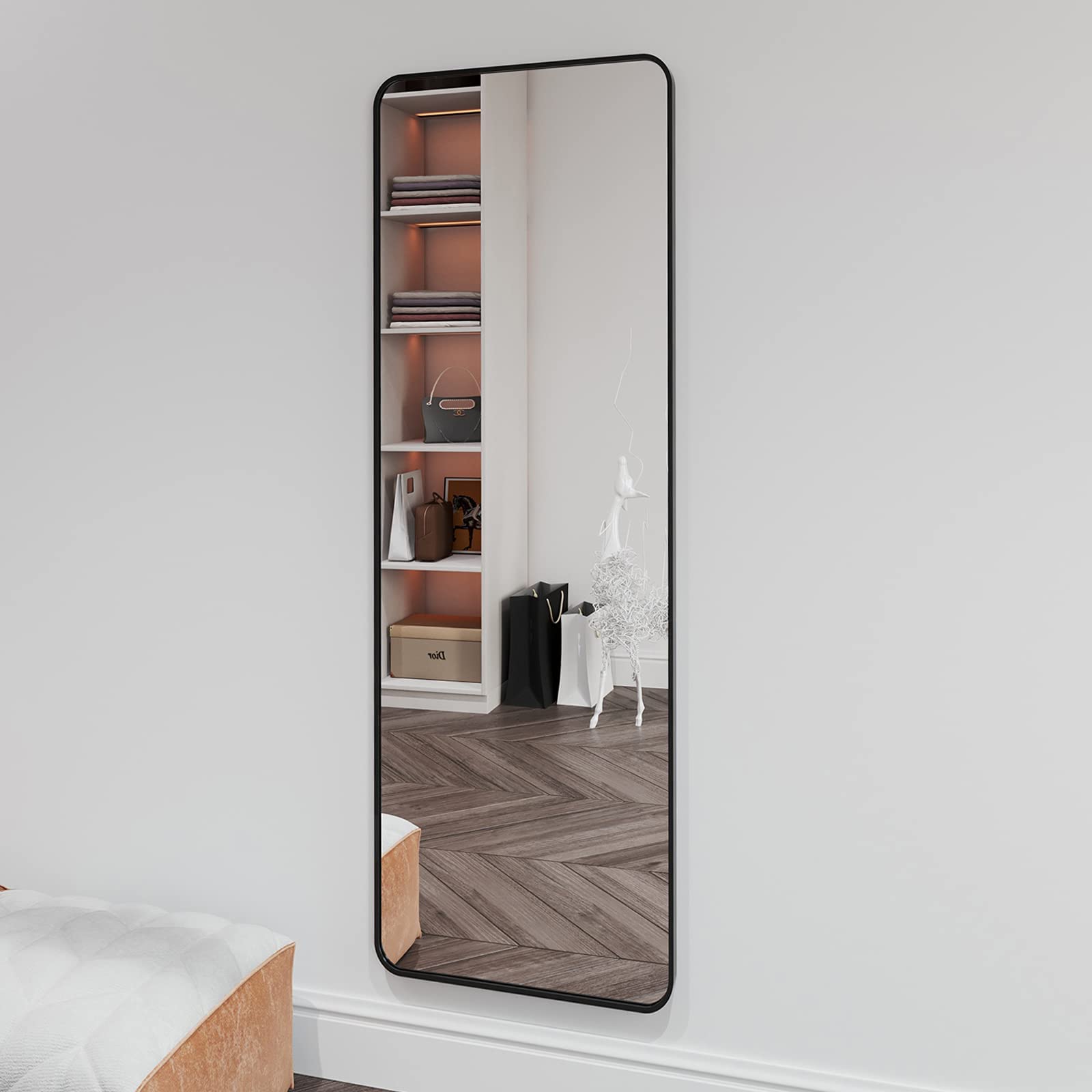 HARRITPURE 65"x22" Round Corner Full Length Mirror Floor Standing