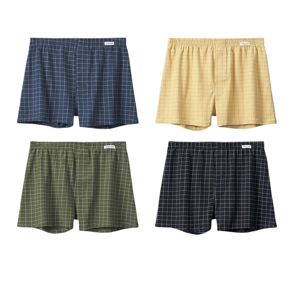 Men's Tagless Boxer Woven Underwear, Cotton Boxer Shorts Sleep Pajamas Multipacks