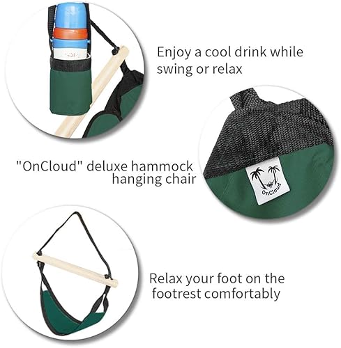 Miniatura 4 de Upgraded Unique Hammock Sky Chair, Air Deluxe Hanging Swing Seat with Rope Through The Bars Safer Relax with Drink Holder & Fuller Pillow Beech Wood