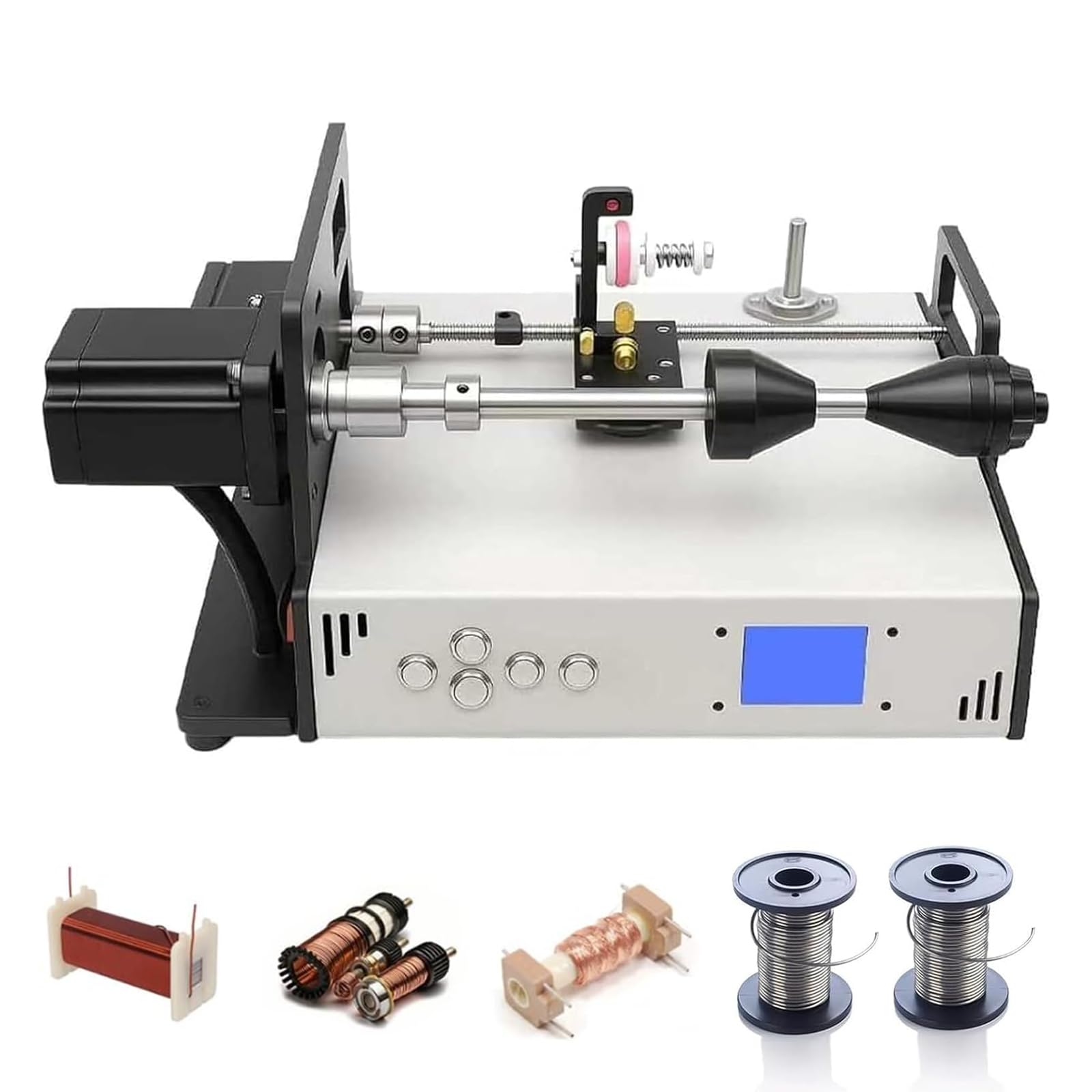XNXYSMKJ Cable Winding Machine,Digital Control with Memory Function,2-15 Turns/s Speed,0.01mm Precision,LCD Interface for Coils,Threads, Tapes