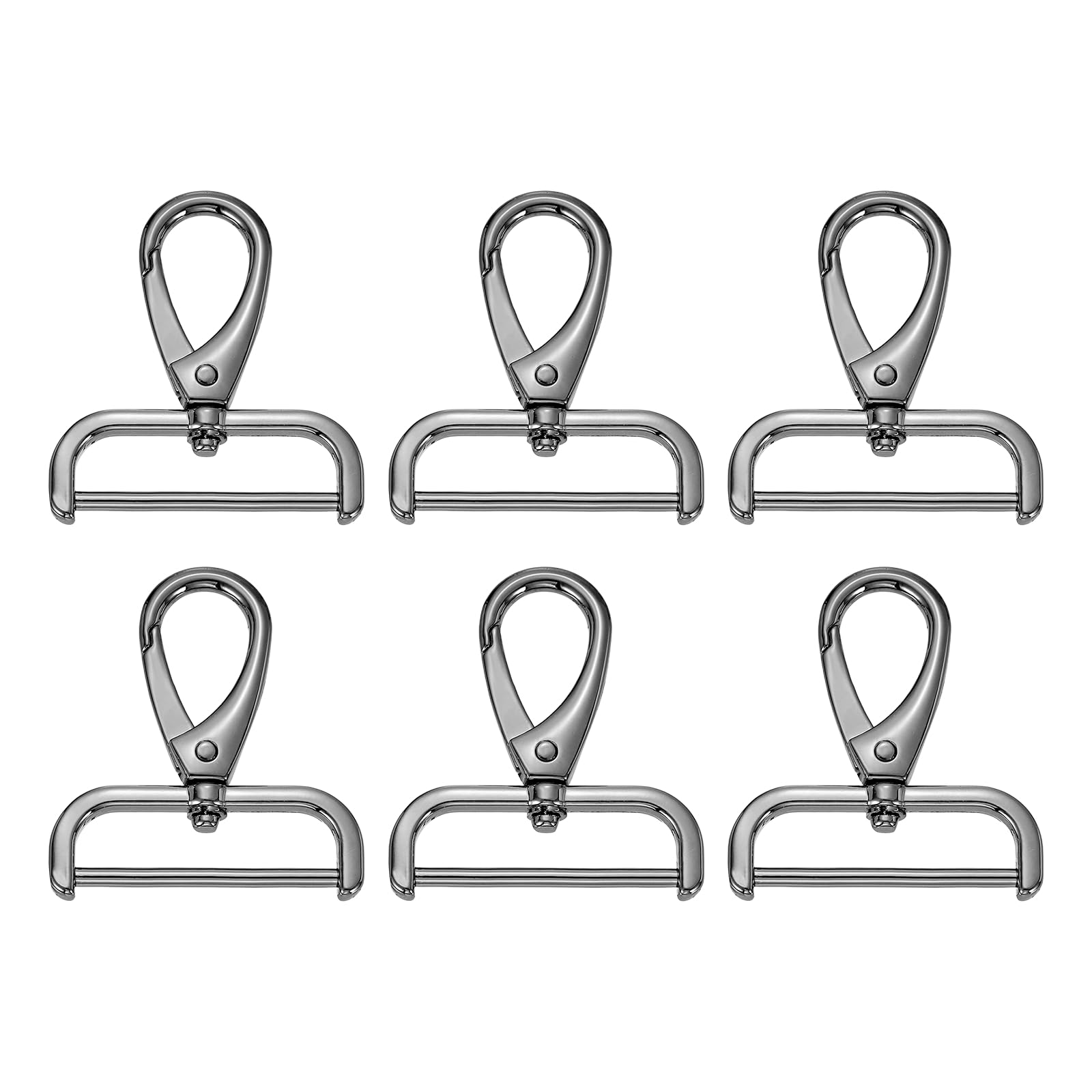 sourcing map 6pcs Detachable Snap Swivel Hook Clasp 1 1/2" (38mm) Zinc Alloy Lobster Claw Clasps for Keychain Lanyard Purse DIY Purse Strap, Gun Black