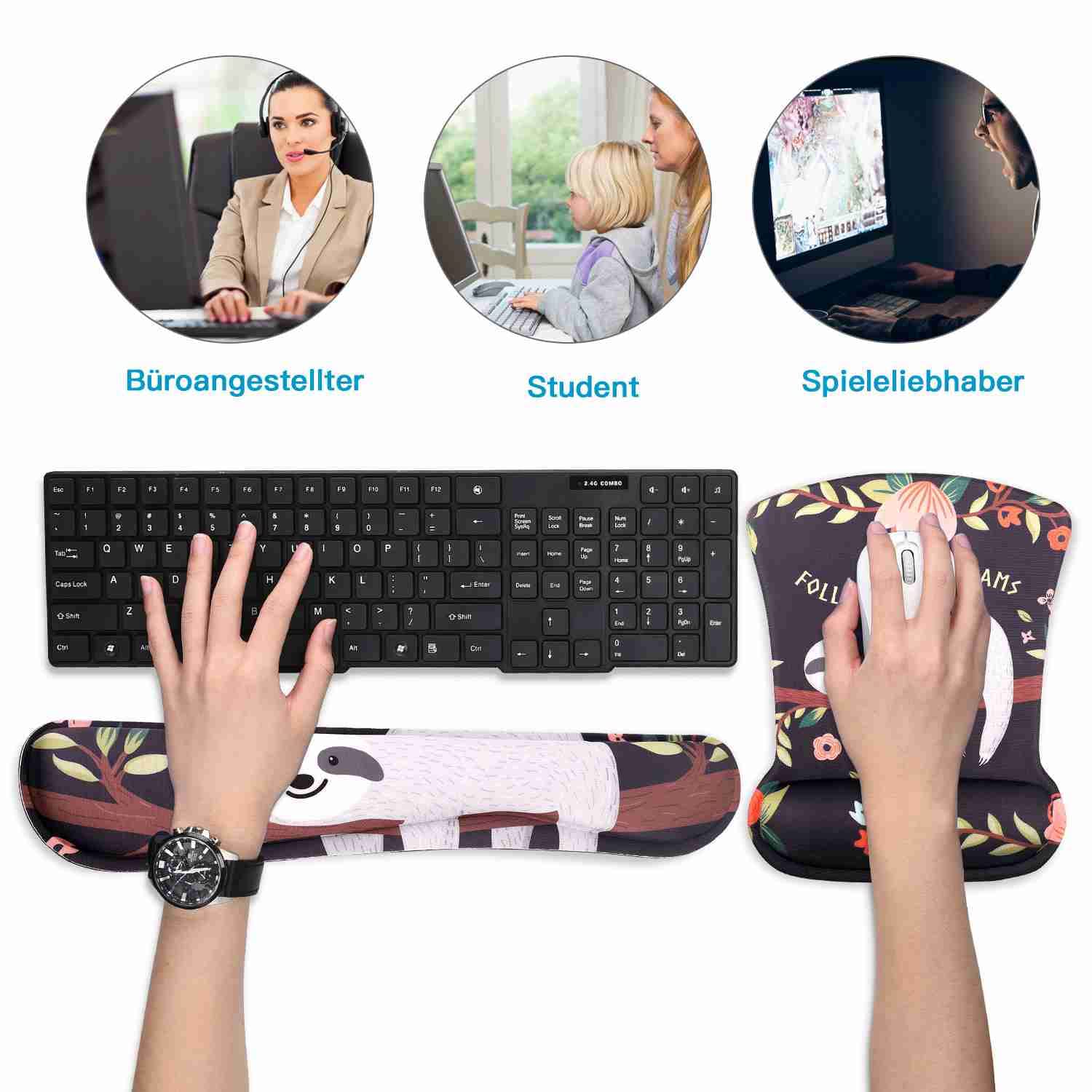 AOKSUNOVA Alfombrilla de ratón para Teclado y ratón ergonómica, con Almohadilla de Gel