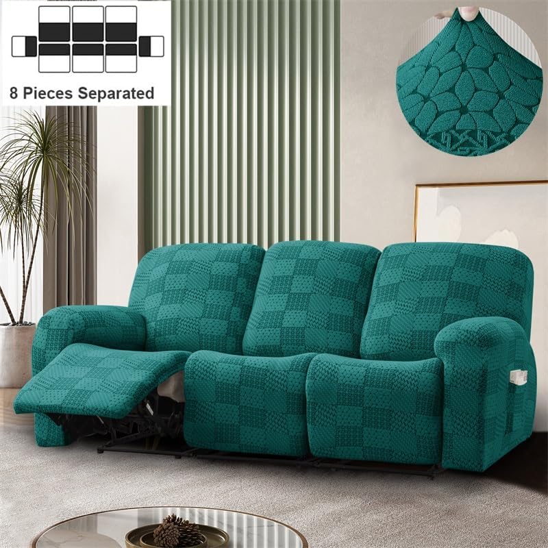Stretch Recliner Chair Covers for Reclining Chair，Sofa Slipcover Soft Polyester Fabric, Wrinkle-Resistant, Non-Slip Furniture Protector for 1 3 Seater Couches (Color : 1Seater Sofa CoverA5)