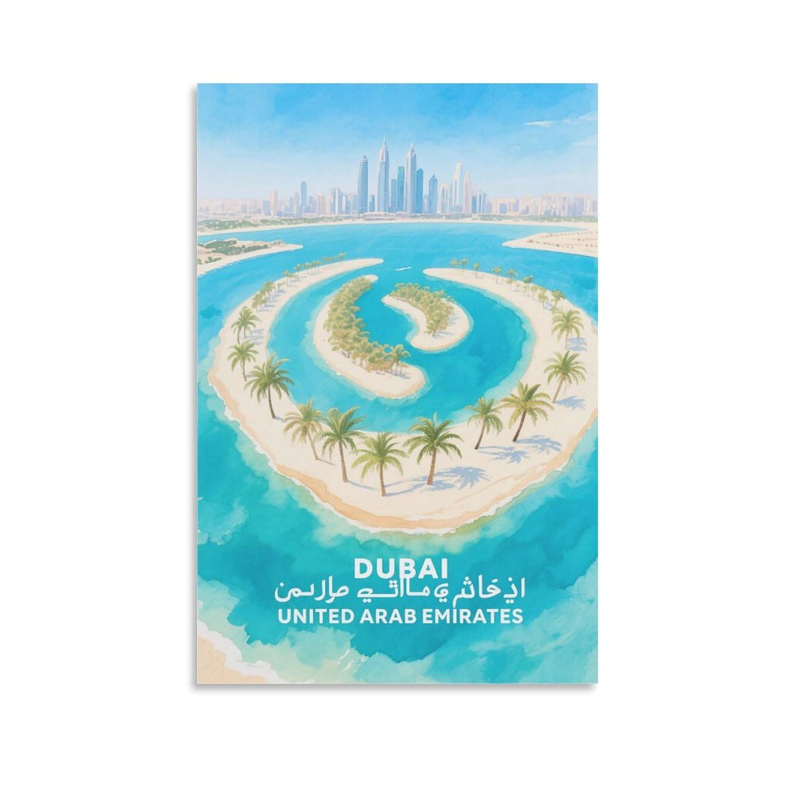 HWJJUII Dubai United Arab Emirates Vintage Travel Poster 20x30inch(50x75cm) Canvas Art Poster And Wall Art Picture Print Bedroom Decor