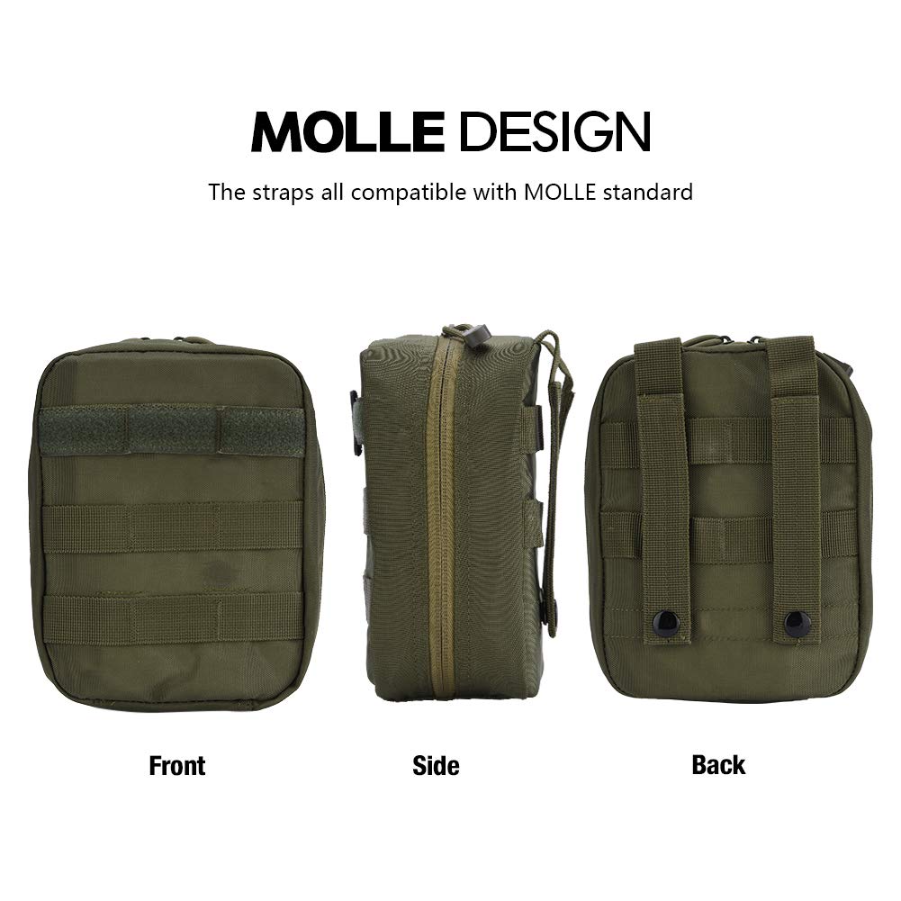 Yosoo Health Gear First Aid Bag, 1000D Empty Travel Bag, Taktische Molle, Medical First Aid Kit Utility Pouch für Critical Wounds, Gun Shots, Blow Out, Severe Bleeding Control (Grün)