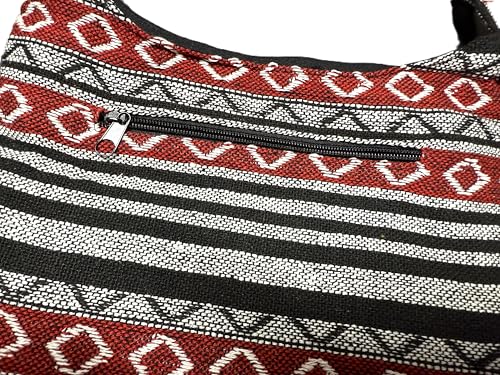 Image of Small Aztec Messenger Bag - Handmade Woven Hippie Hobo Shoulder Handbag - Ikat Tribal Sling Purse for Women