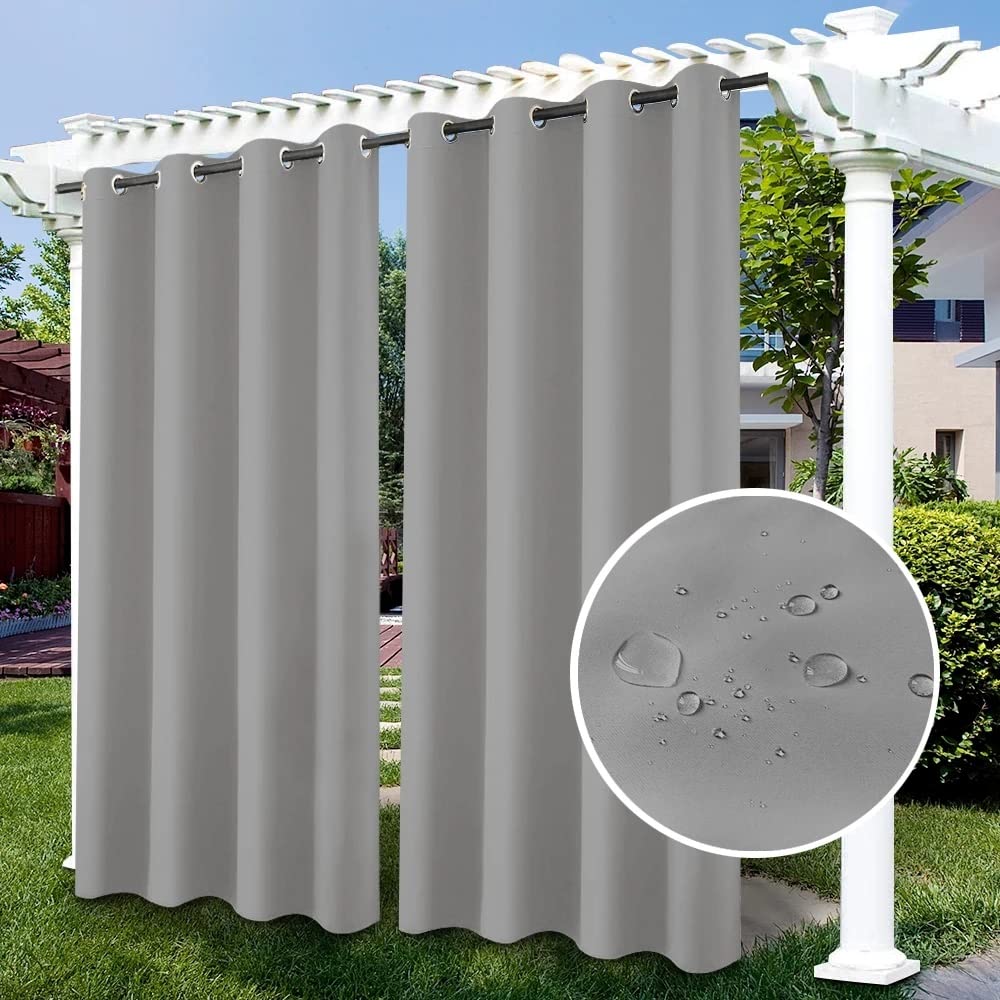 Patio Outdoor Curtain Waterproof- Custom Sunshade Windproof Window Curtains Blackout Eyelet Privacy Garden Curtains for Indoor Bedroom Pergola Gazebo Porch-1 Panel,24 Colors (Color : Eyelets)