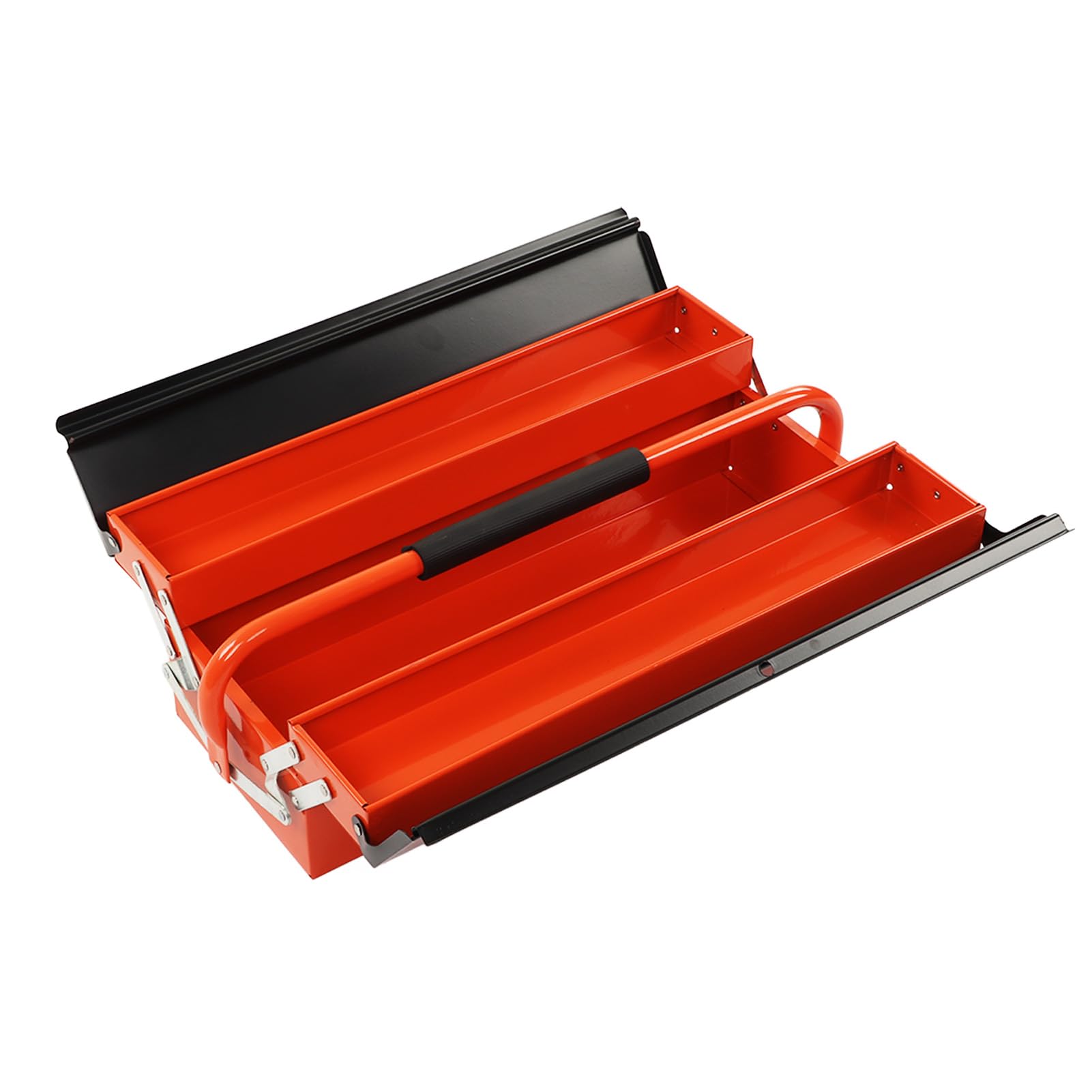 Aramox Wspornik Do Przechowywania Narzędzi Blacha Walcowana na Zimno Składany Organizer na Narzędzia 2-warstwowa 3 Taca 530 Mm Przenośna Metalowa Walizka Do Przechowywania Warsztatu Garażowego