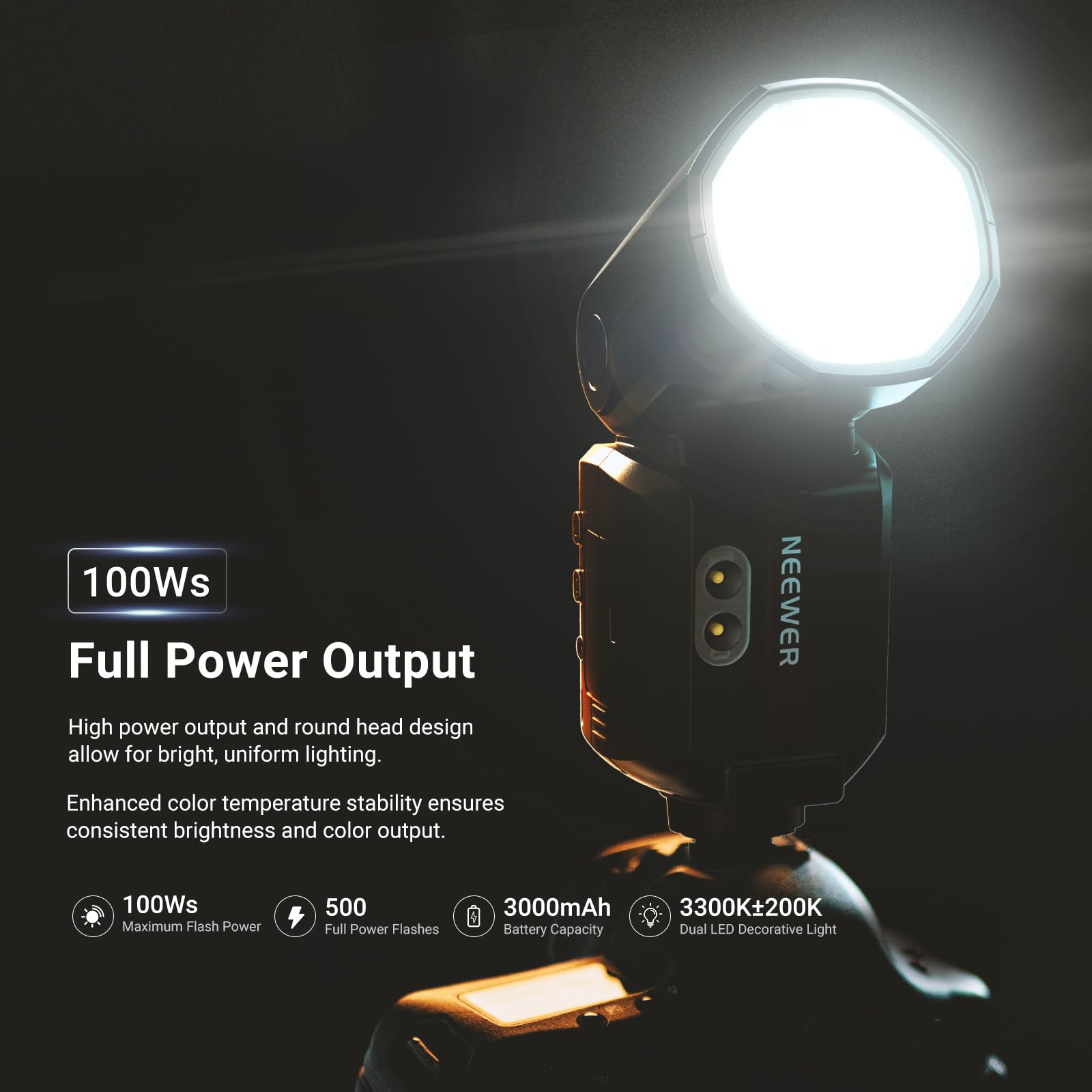 NEEWER Lampa błyskowa 100 WS 2,4 GHz TTL z pazurami kompatybilna z aparatami Canon aparatami fotograficznymi, ekran dotykowy, HSS 1/8000, przełącznik TTL/M, oświetlenie do studia fotograficznego, Z3-C