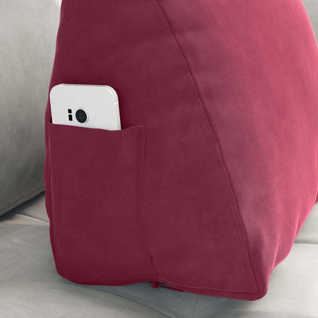 Cojín para el respaldo, color rojo vino, 45 x 20 x 35 cm, tejido de pana ergonómico, extraíble, lavable, para sofá, silla de oficina, asiento de coche, ideal como cojín lumbar, transpirable