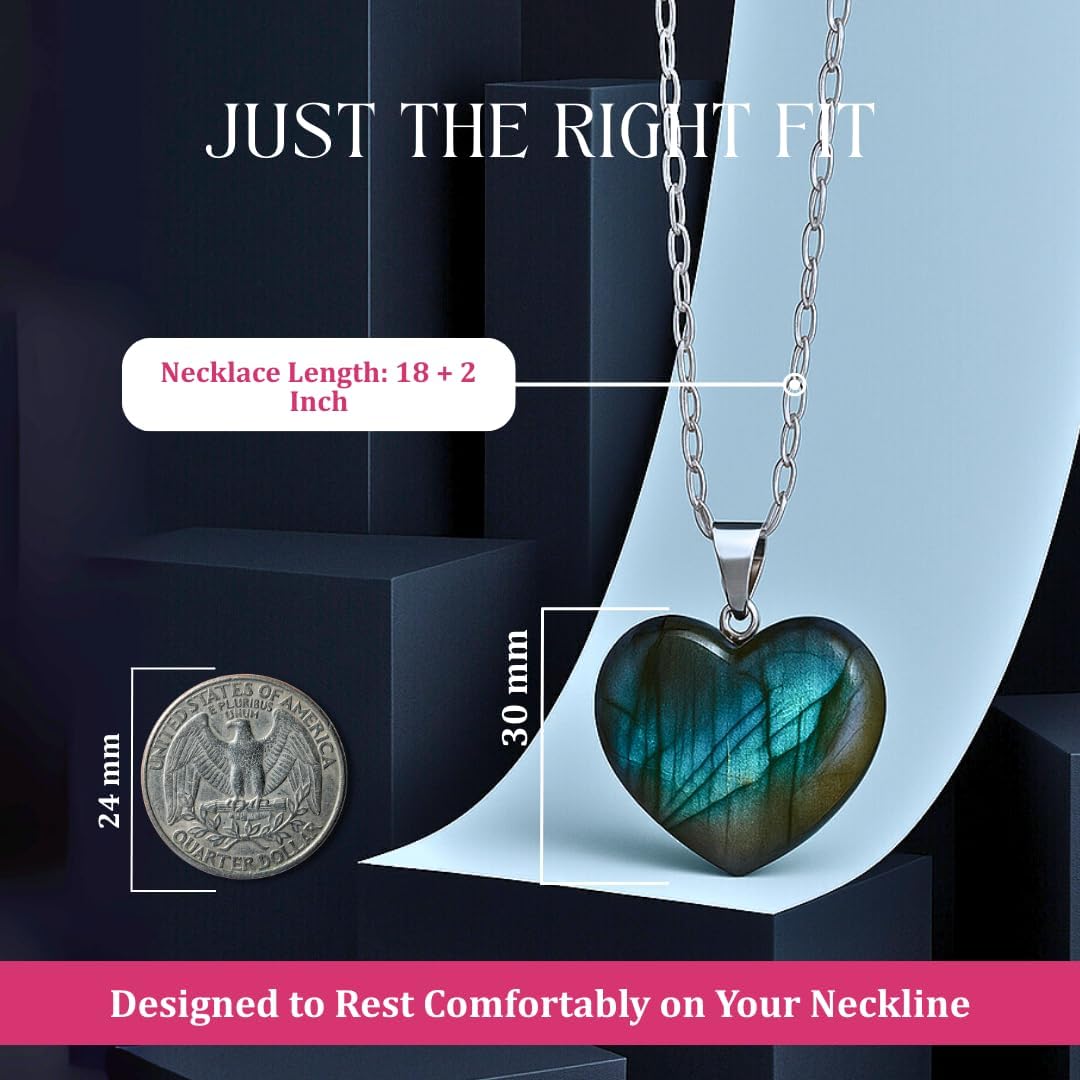 Gempires Love Heart Crystal Pendant Necklace for Women, Silver Plated 18 + 2 Inch Adjustable Chain - Image 6