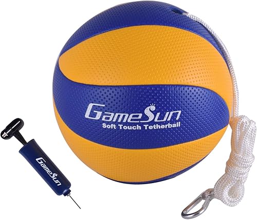 Tetherball y cuerda, goma suave de tamaño completo, bolas de tetherball portátiles con cuerda suave, gran juego al aire libre para jugar en familia