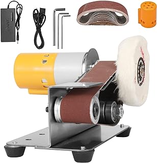 Mini Belt Sander-Belt Grinder, 7 Speed Adjustable Electric Sander, Electric Belt Sander Grinder, Polishing Grinding Belt Machine, with 10pcs Abrasive Belts and Polishing Wheel