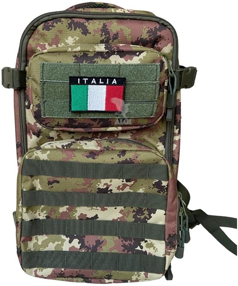 Zaino militare tattico small 30 litri vegetato militare con bandiera italia algi D-02 PLUS VI ITA