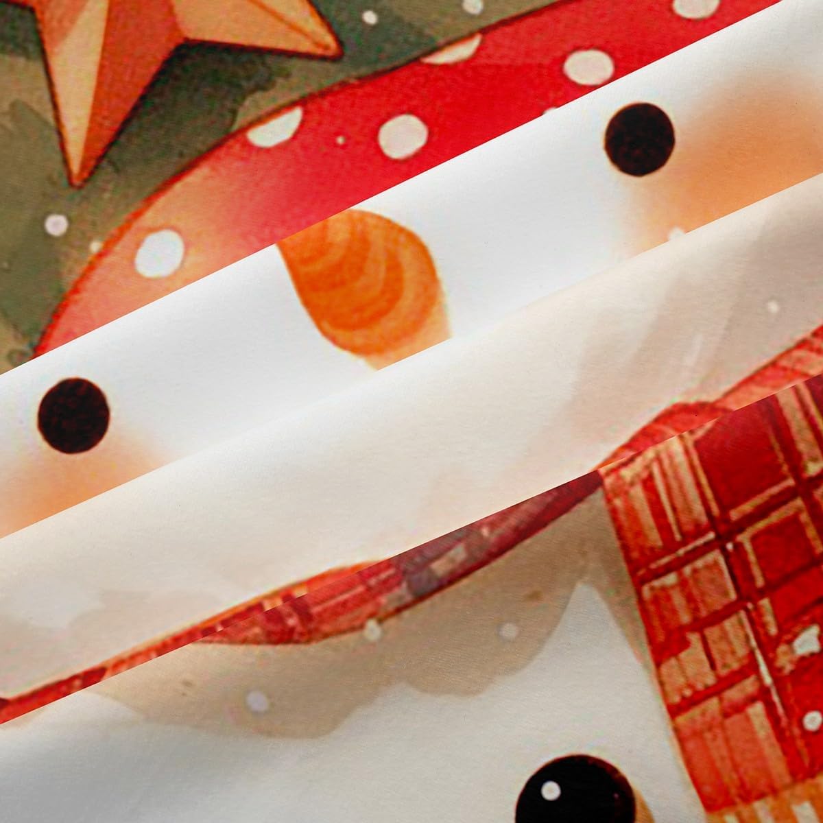 Cute Snowman Kids Window Curtains,Christmas Bowknot Gifts Xmas Tree Reindeer Bedding Set for Boys Girls,Geometric Grids Red Green Window Treatments Grommet Top 2 Panel Set,38Wx45L inch