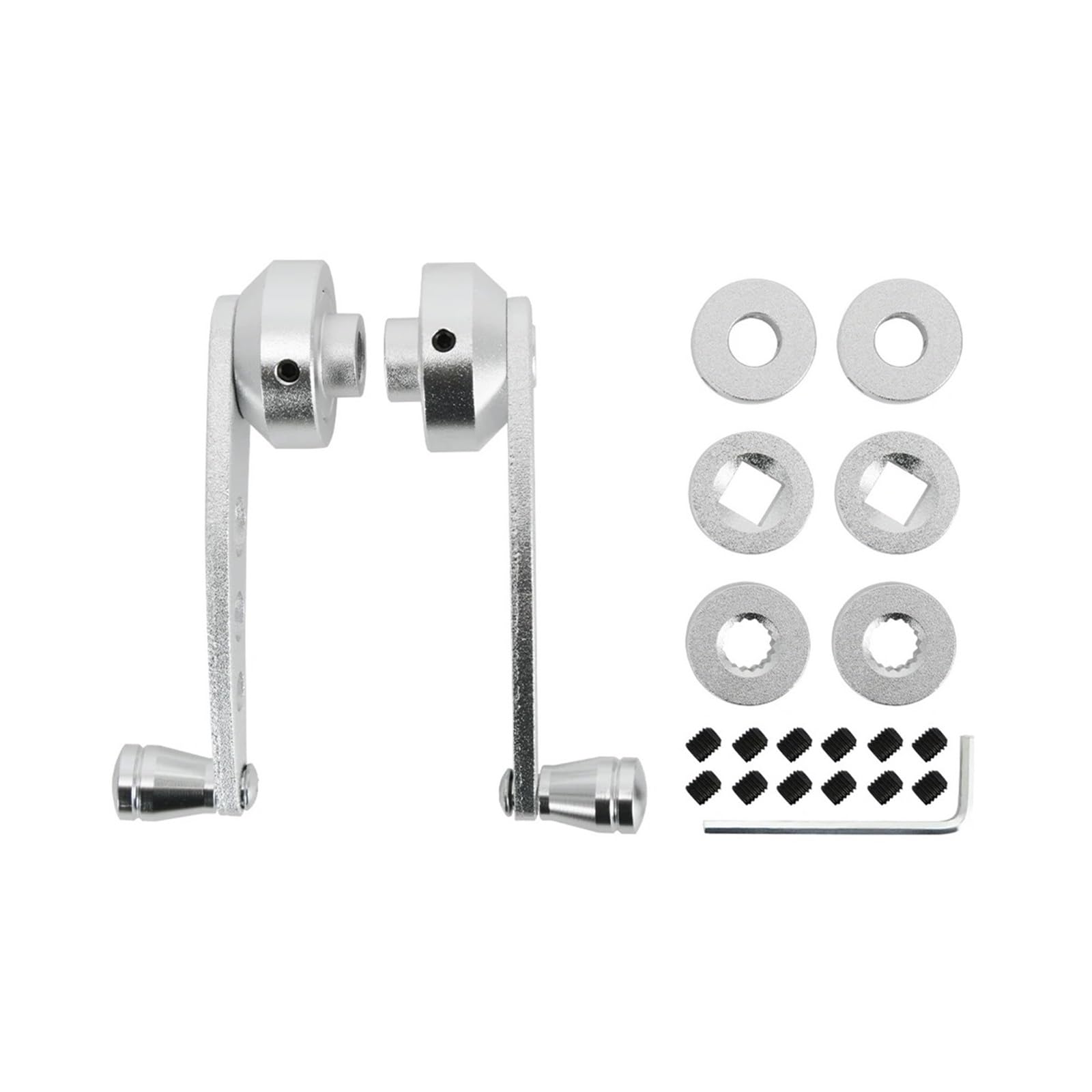 Lhdktee 2piece Universal Car Manual Window Lifting Crank Handle Aluminum Alloy Winder Lifter Riser Car Window Handle(Sliver)