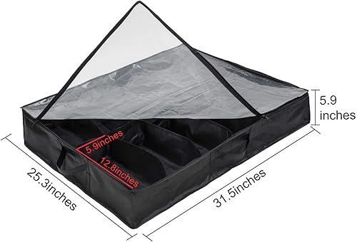 Miniatura 4 de Surblue 12 pares debajo de la bolsa organizador de zapatos bolsa de almacenamiento tamaño 2 pares (negro)