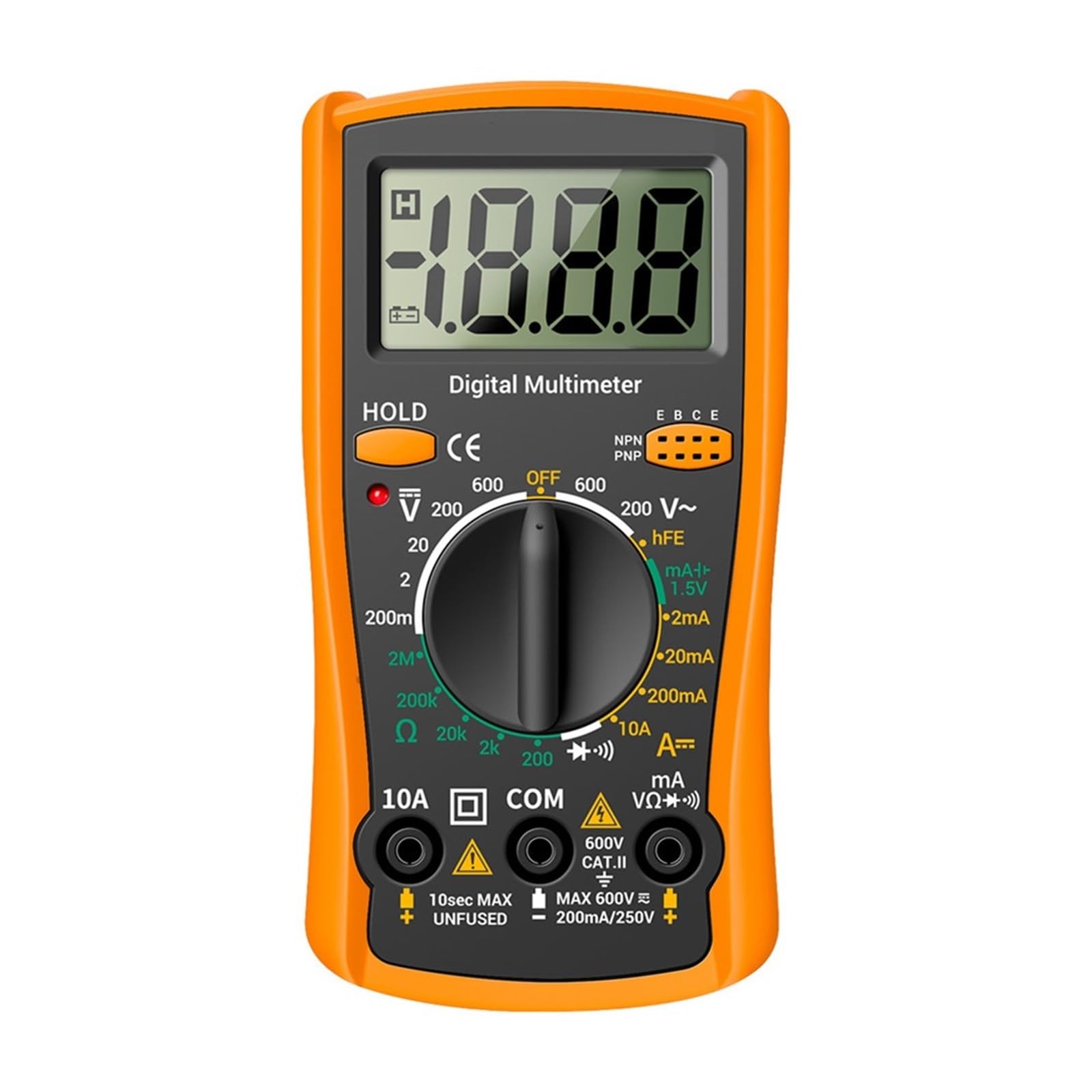 Tester Multimetru 2000 Liczy Inteligentny Multimetr Przenośny AC DC Tester Woltomierz Amperomierz Ohm Napięcie Prądu Rezystancja Miernik Częstotliwości Precyzja Bezpieczny(Orange)