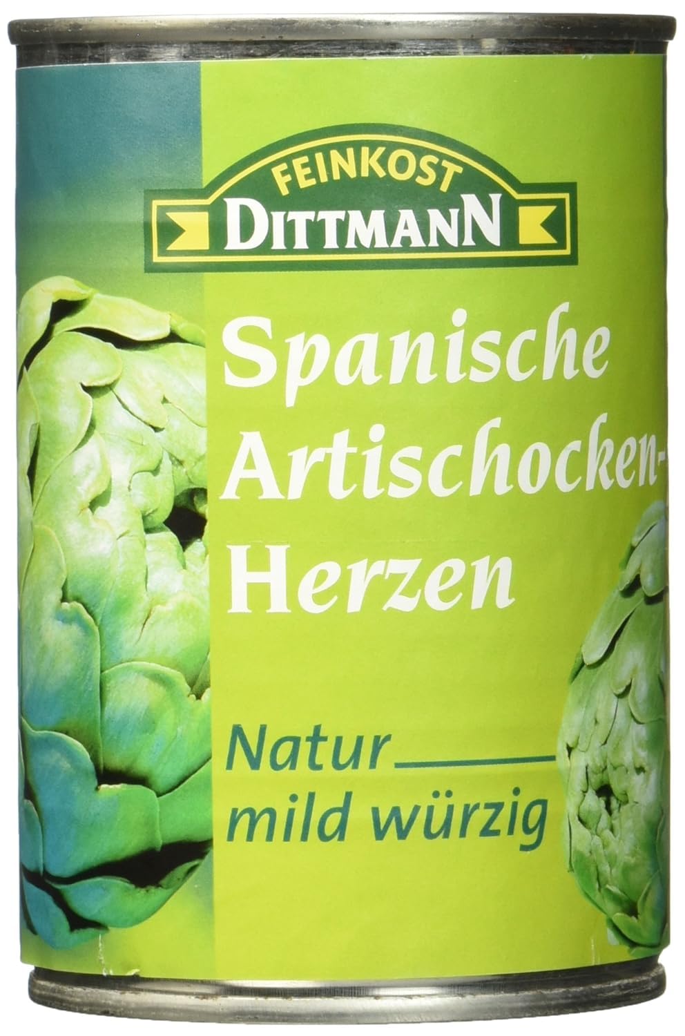 Feinkost Dittmann Spanische Artischockenherzen Natur, Mild-Würzig - 390g, 1er Pack – Hochwertige, Delikate Artischockenherzen aus Spanien, Ideal für Antipasti, Salate & Mediterrane Gerichte